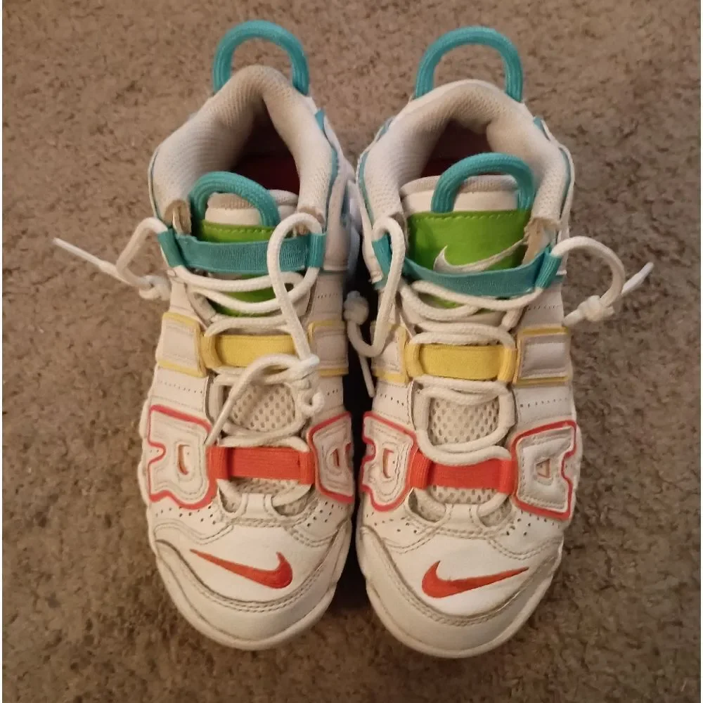 Nike Air More Uptempo BP White/Baltic Blue-Opti Yellow SZ 1Y FJ4625-100 PREOWNED